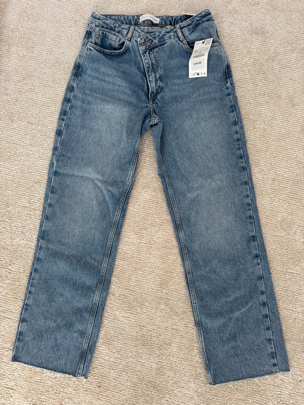 Classic Straight Leg Jeans - Criss Cross Zipper